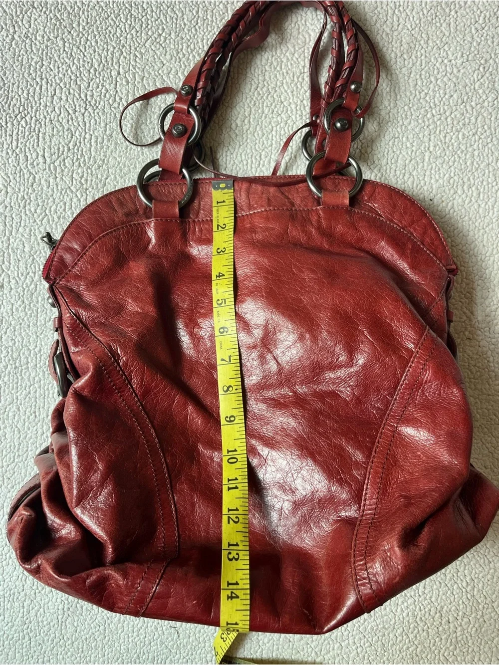 FRANCESCO BIASIA BURGUNDY SATCHEL HOBO LEATHER PURSE BAG